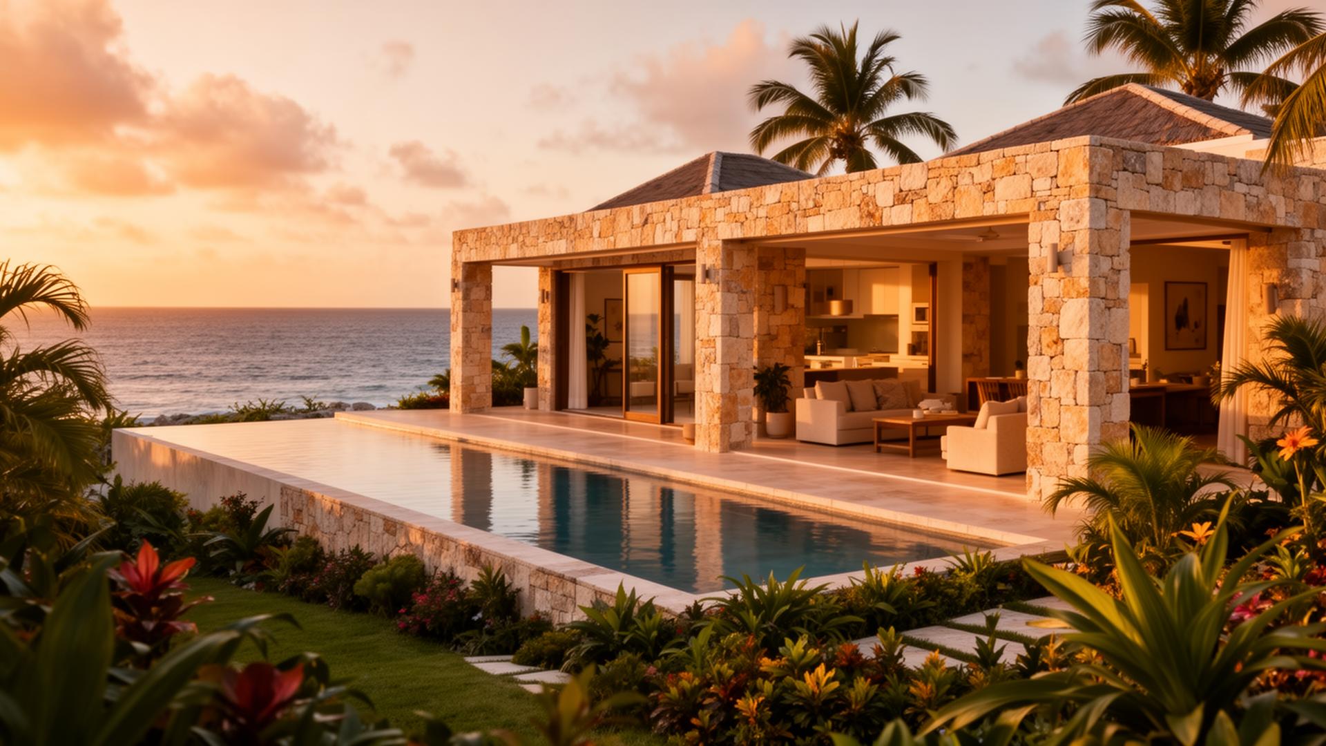 Villa op Curaçao bij gouden uur